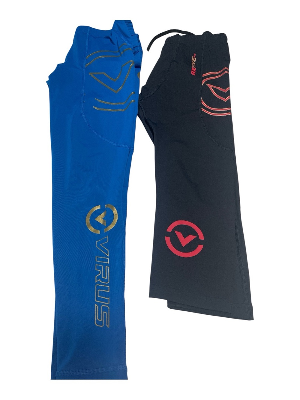 Virus Athletic Leg compression leggings Blue, Black & Gold Accents size medium
